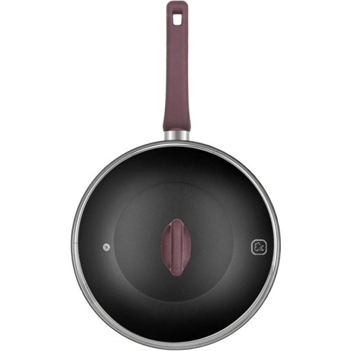 Сковорода ВОК (WOK)/ Сковорода ВОК (WOK) Rondell Fest RDA-1527 круглая 28см покрытие: Xylan Plus ручка несъемная (с крышкой) черный