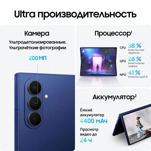 Смартфон Samsung SM-F966B Galaxy Z Fold7 512Gb 12Gb синий раскладной 3G 4G 2Sim 8