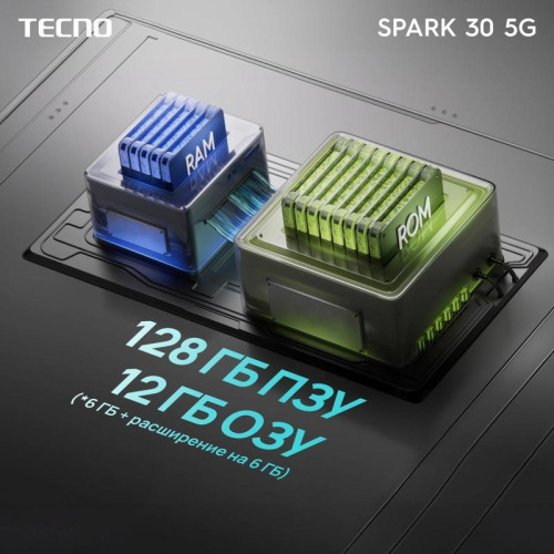 Смартфон Tecno Spark 30 5G 128Gb 6Gb голубой моноблок 3G 4G 2Sim 6.67