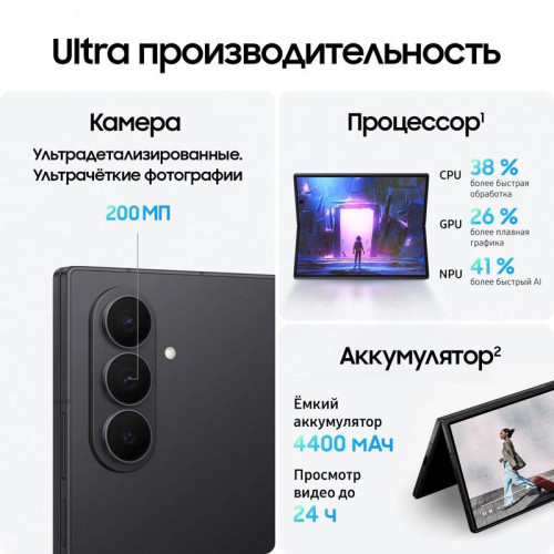 Смартфон Samsung SM-F966B Galaxy Z Fold7 256Gb 12Gb черный раскладной 3G 4G 2Sim 8