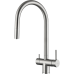 RIVELATO 2433505 BS однорычажный смеситель для кухни TREVI U-обр. с краном питьевой воды D-35мм, выдвижной излив, материал: латунь, цвет: нержавеющая сталь