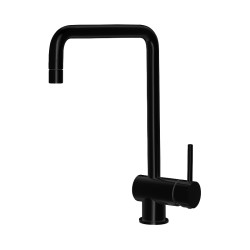 EASY SQUARE Однорычажный смеситель для мойки с прямоугольным  поворотным изливом. Соединительные шланги с внутренней резьбой 3/8 дюйма, матовый черный