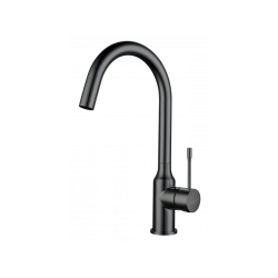 RIVELATO 1923502 PVD black однорычажный смеситель для кухни Garda С-обр. D-35мм, поворотный излив, материал: латунь, цвет: черный