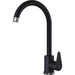 Z-5412 black, смеситель для кухни, U-образный, материал: нержавеющая сталь, поворотный излив, цвет черный