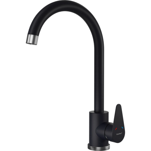 Z-5412 black, смеситель для кухни, U-образный, материал: нержавеющая сталь, поворотный излив, цвет черный