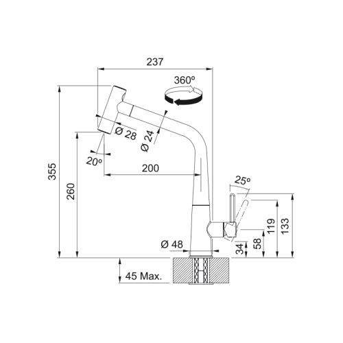 Смеситель Franke 115.0625.190/ Best, Смеситель Icon Pull-out с выдвижным шлангом, черный матовый Смеситель Franke 115.0625.190/ Best, Смеситель Icon Pull-out с выдвижным шлангом, черный матовый