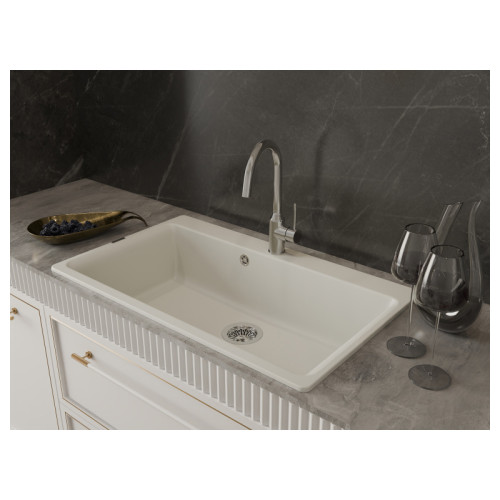 RIVELATO 1923502 BS однорычажный смеситель для кухни Garda С-обр. D-35мм, поворотный излив, материал: латунь, цвет: нержавеющая сталь