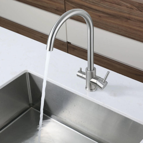 Z-5420 inox смеситель для кухни, U-образный, материал: нержавеющая сталь, поворотный излив, вентиль для фильтра питьевой воды, цвет нержавеющая сталь Z-5420 inox смеситель для кухни, U-образный, материал: нержавеющая сталь, поворотный излив, вентиль для фильтра питьевой воды, цвет нержавеющая сталь