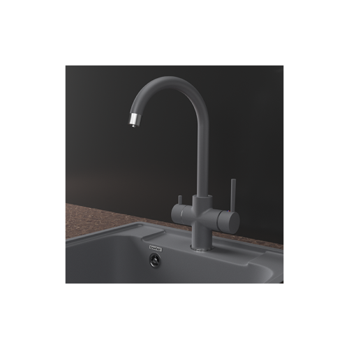 Z-5422 dark-gray, смеситель для кухни, U-образный, материал: латунь, поворотный излив, цвет темно-серый