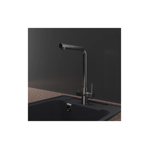 Z-5421 PVD graphite смеситель для кухни, Г-образный, материал: нержавеющая сталь, поворотный излив, вентиль для фильтра питьевой воды, цвет графит