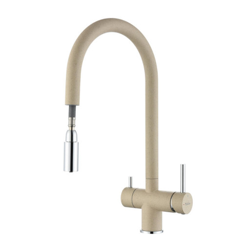 RIVELATO 2433505 beige scuro однорычажный смеситель для кухни TREVI U-обр. с краном питьевой воды D-35мм, выдвижной излив, материал: латунь, цвет: темно-бежевый RIVELATO 2433505 beige scuro однорычажный смеситель для кухни TREVI U-обр. с краном питьевой воды D-35мм, выдвижной излив, материал: латунь, цвет: темно-бежевый
