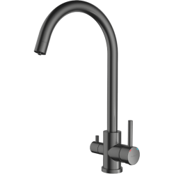 Z-5420 PVD graphite смеситель для кухни, U-образный, материал: нержавеющая сталь, поворотный излив, вентиль для фильтра питьевой воды, цвет графит