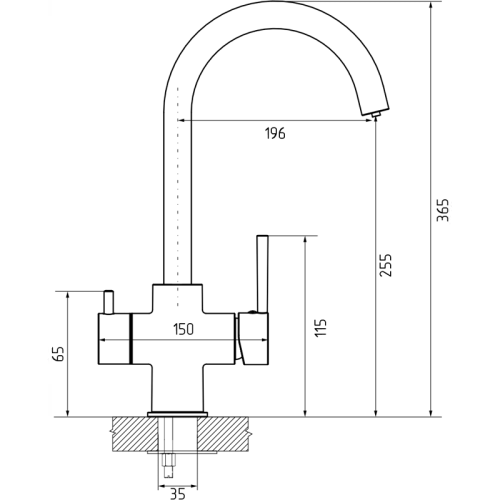 Z-5422 dark-gray, смеситель для кухни, U-образный, материал: латунь, поворотный излив, цвет темно-серый