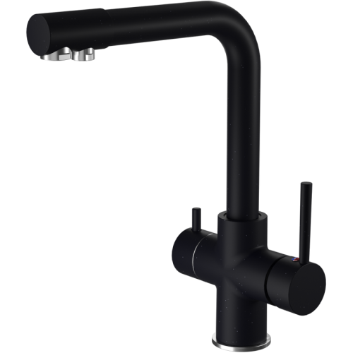 Z-5423 black, смеситель для кухни, Г-образный, материал: латунь, поворотный излив, цвет черный