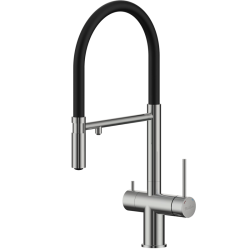 RIVELATO 1523517 PVD black однорычажный cмеситель для кухни ADRIA U-обр. гибкий излив с краном питьевой воды D-35мм, поворотный излив, материал: латунь, цвет: черный