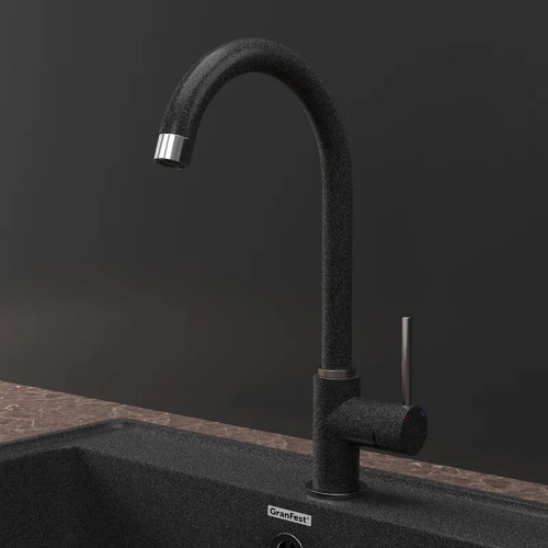 3650 graphite смеситель для кухни, U-образный, материал: нержавеющая сталь, поворотный излив, цвет графит