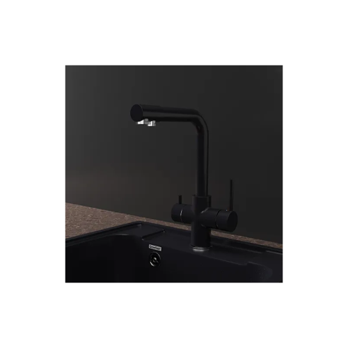 Z-5423 black, смеситель для кухни, Г-образный, материал: латунь, поворотный излив, цвет черный