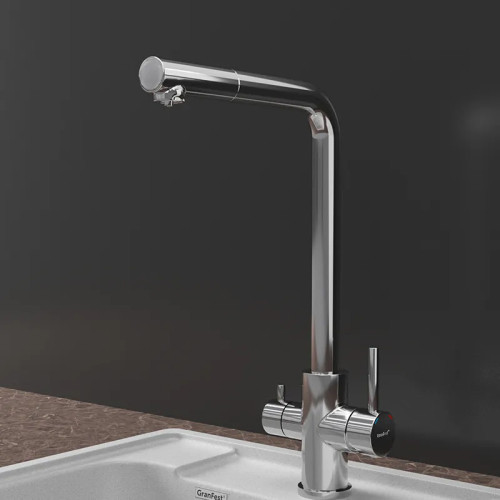 Z-5421 inox смеситель для кухни, Г-образный, материал: нержавеющая сталь, поворотный излив, цвет нержавеющая сталь