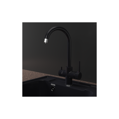 Z-5422 black, смеситель для кухни, U-образный, материал: латунь, поворотный излив, цвет черный