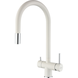 RIVELATO 2433505 brina cromo однорычажный смеситель для кухни TREVI U-обр. с краном питьевой воды D-35мм, выдвижной излив, материал: латунь, цвет: иней/хром