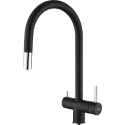 RIVELATO 2433505 antracite cromo однорычажный смеситель для кухни TREVI U-обр. с краном питьевой воды D-35мм, выдвижной излив, материал: латунь, цвет: антрацит/хром