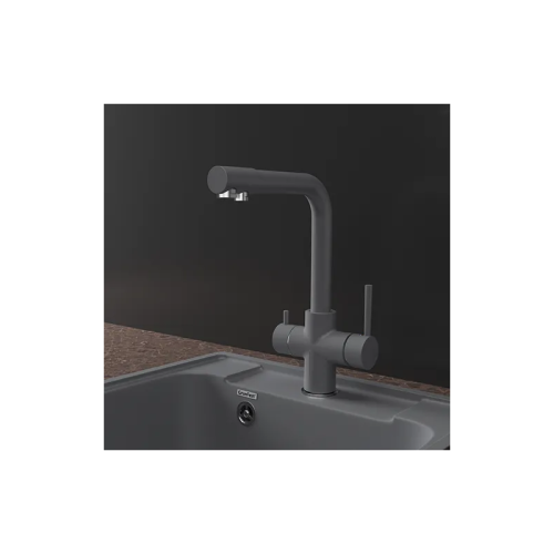 Z-5423 dark-gray, смеситель для кухни, Г-образный, материал: латунь, поворотный излив, цвет темно-серый