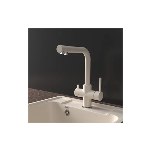 Z-5423 white, смеситель для кухни, Г-образный, материал: латунь, поворотный излив, цвет белый
