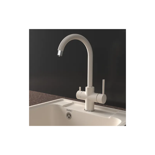 Z-5422 white, смеситель для кухни, U-образный, материал: латунь, поворотный излив, цвет белый