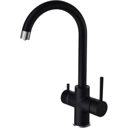 Z-5422 black, смеситель для кухни, U-образный, материал: латунь, поворотный излив, цвет черный