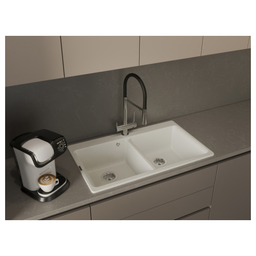 RIVELATO 1523517 PVD black однорычажный cмеситель для кухни ADRIA U-обр. гибкий излив с краном питьевой воды D-35мм, поворотный излив, материал: латунь, цвет: черный