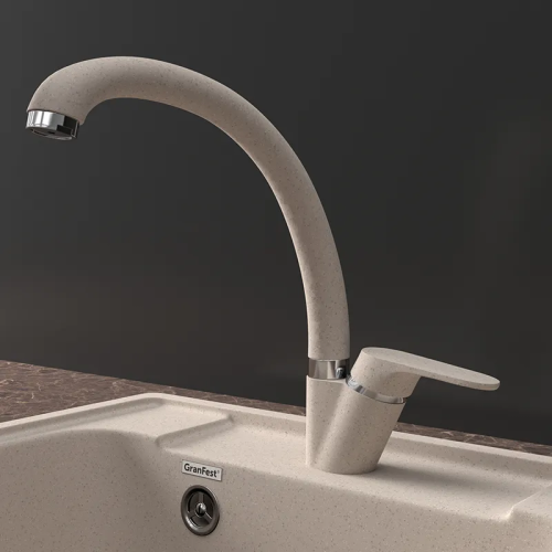 Z-3323 inox, смеситель для кухни, С-образный, материал: латунь, поворотный излив, цвет нержавеющая сталь