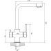 Z-5423 dark-gray, смеситель для кухни, Г-образный, материал: латунь, поворотный излив, цвет темно-серый