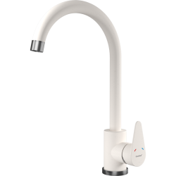 Z-5412 white, смеситель для кухни, U-образный, материал: нержавеющая сталь, поворотный излив, цвет белый