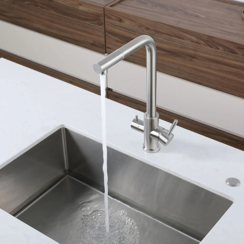 Z-5421 inox смеситель для кухни, Г-образный, материал: нержавеющая сталь, поворотный излив, цвет нержавеющая сталь