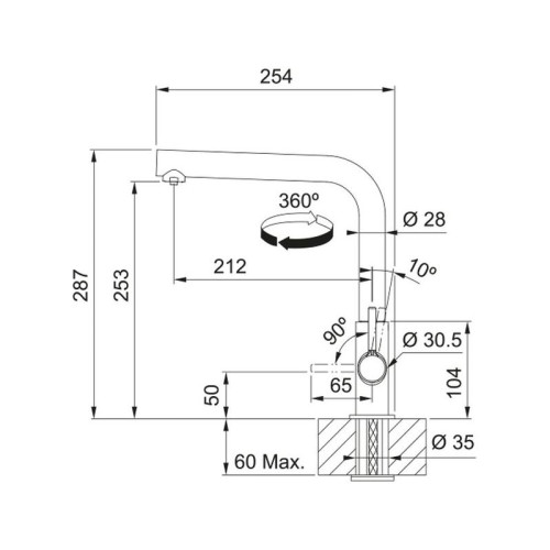 Смеситель Franke 120.0730.802/ Best, Смеситель Lina Clear Water 2.0 L Swivel MB, черный матовый