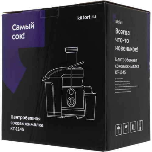 Соковыжималка центробежная Kitfort КТ-1145 1000Вт рез.сок.:800мл. белый/черный Соковыжималка центробежная Kitfort КТ-1145 1000Вт рез.сок.:800мл. белый/черный