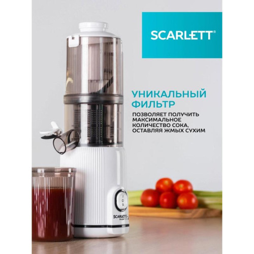 Соковыжималка шнековая Scarlett SC-JE50S63 400Вт рез.сок.:600мл. белый