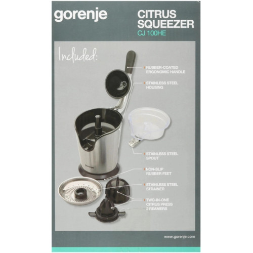 Соковыжималка цитрусовая Gorenje CJ100HE 100Вт нержавеющая сталь Соковыжималка цитрусовая Gorenje CJ100HE 100Вт нержавеющая сталь