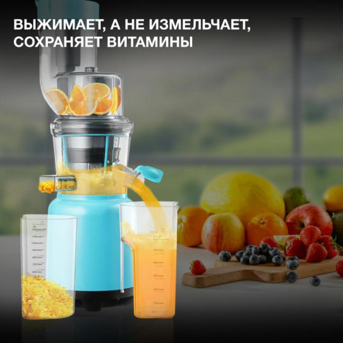 Соковыжималка шнековая Hyundai HY-JS6534 300Вт рез.сок.:1200мл. светло-синий