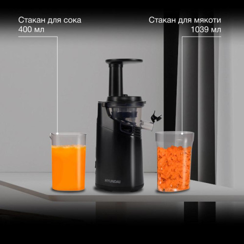 Соковыжималка шнековая Hyundai HY-JS2323 120Вт рез.сок.:400мл. черный