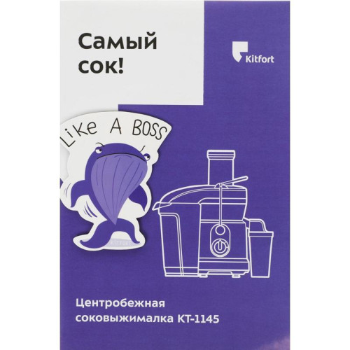 Соковыжималка центробежная Kitfort КТ-1145 1000Вт рез.сок.:800мл. белый/черный Соковыжималка центробежная Kitfort КТ-1145 1000Вт рез.сок.:800мл. белый/черный
