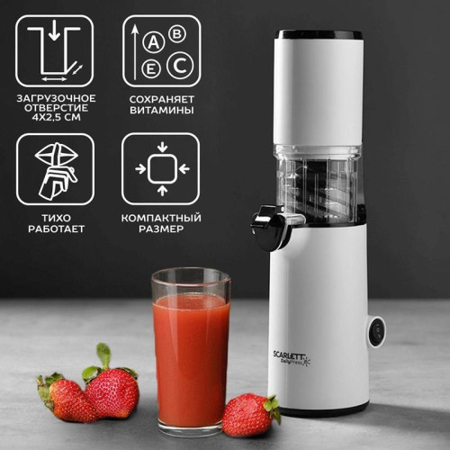 Соковыжималка шнековая Scarlett DailyPress SC-JE50S59 130Вт рез.сок.:600мл. белый