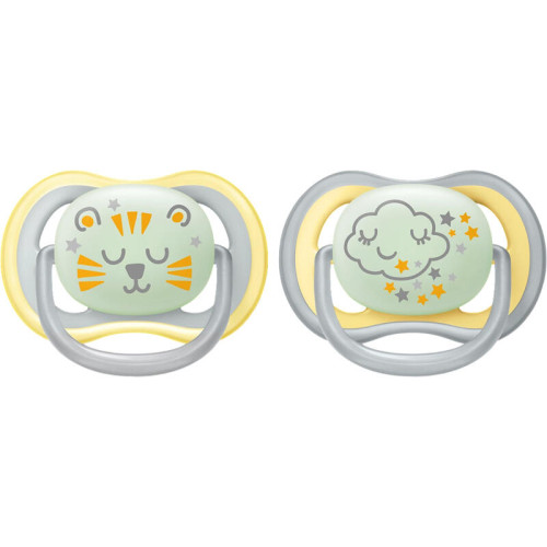 Пустышка Philips/ Пустышка для мальчиков Philips Avent ultra air night SCF376/01, с футляром для хранения и стерилизации, 2 шт, 18+ мес