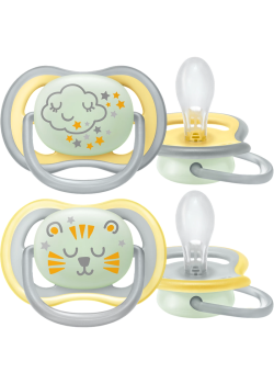 Пустышка Philips/ Пустышка для мальчиков Philips Avent ultra air night SCF376/01, с футляром для хранения и стерилизации, 2 шт, 18+ мес