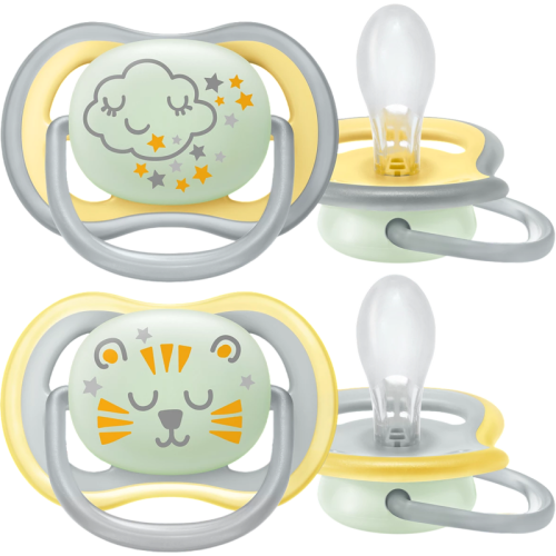 Пустышка Philips/ Пустышка для мальчиков Philips Avent ultra air night SCF376/01, с футляром для хранения и стерилизации, 2 шт, 18+ мес