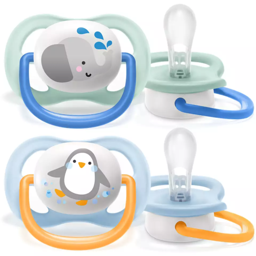 Соска-пустышка Philips Avent SCF080/05 Слон/Пингвин, 0-6 мес, 2 шт, для мальчиков