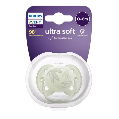 Пустышка ultra soft, листочки, 0-6 мес., 1 шт.