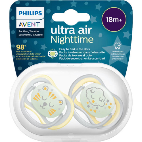 Пустышка Philips/ Пустышка для мальчиков Philips Avent ultra air night SCF376/01, с футляром для хранения и стерилизации, 2 шт, 18+ мес