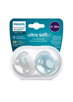 Пустышка ultra soft, птичка/листочки, 6-18 мес., 2 шт.