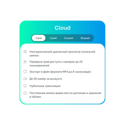 Неисключительное право на использование ПО/ Лицензионный код на ПО Ivideon Cloud. Тариф Cloud 3 на 1 камеру брендов Ivideon/Nobelic (3 месяца)